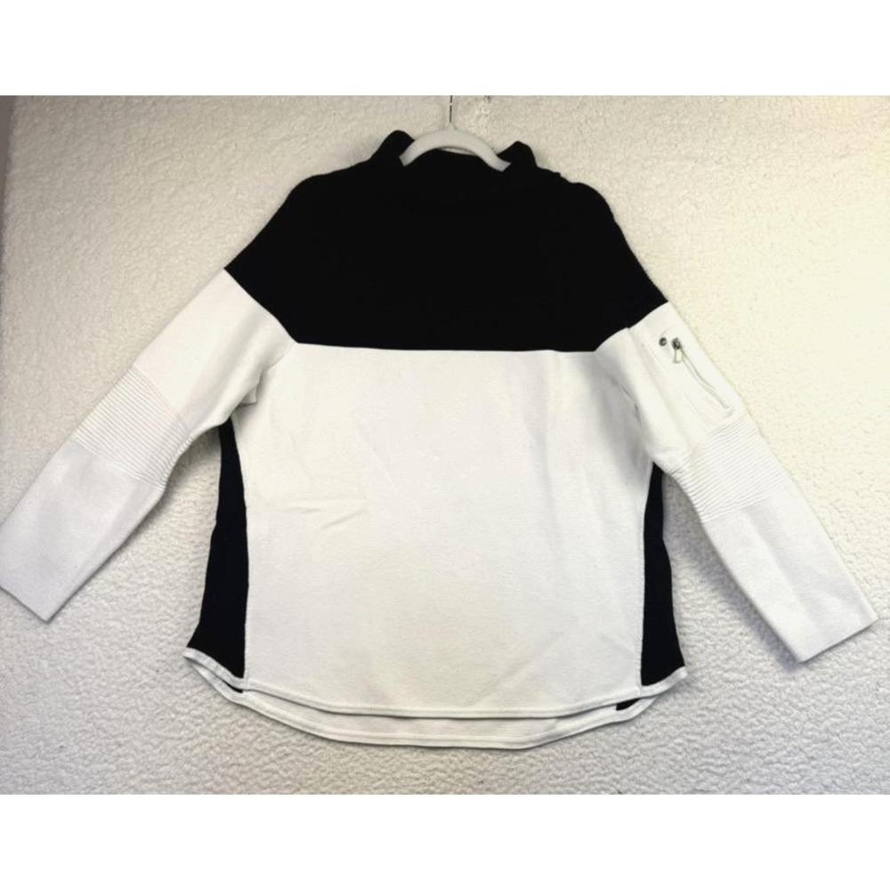 Talbots Sweater Womens Plus 2X Black Colorblock Mock Neck Pullover Zip Pocket